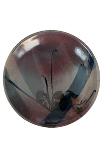 Studio Pottery Stoneware Bowl in Navy Blue and Deep Purple