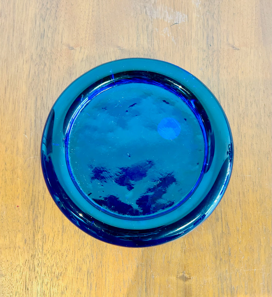 Vintage Blenko Glass Cobalt Blue  Tray