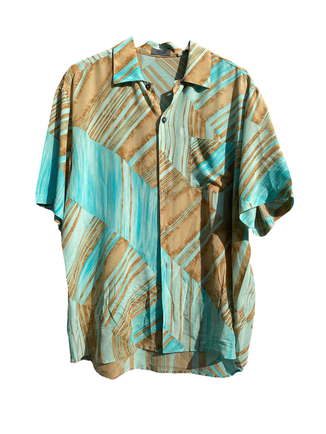 Messori Blue & Orange Abstract Silk Shirt