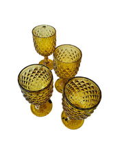 Load image into Gallery viewer, Set of Four Diamond Pattern Amber Goblets

