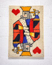 Load image into Gallery viewer, Vintage Framed King of Hearts Latch Hook Rug
