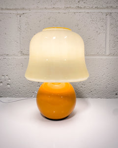 Orange Mushroom LED Lamp with Cream Glass Shade