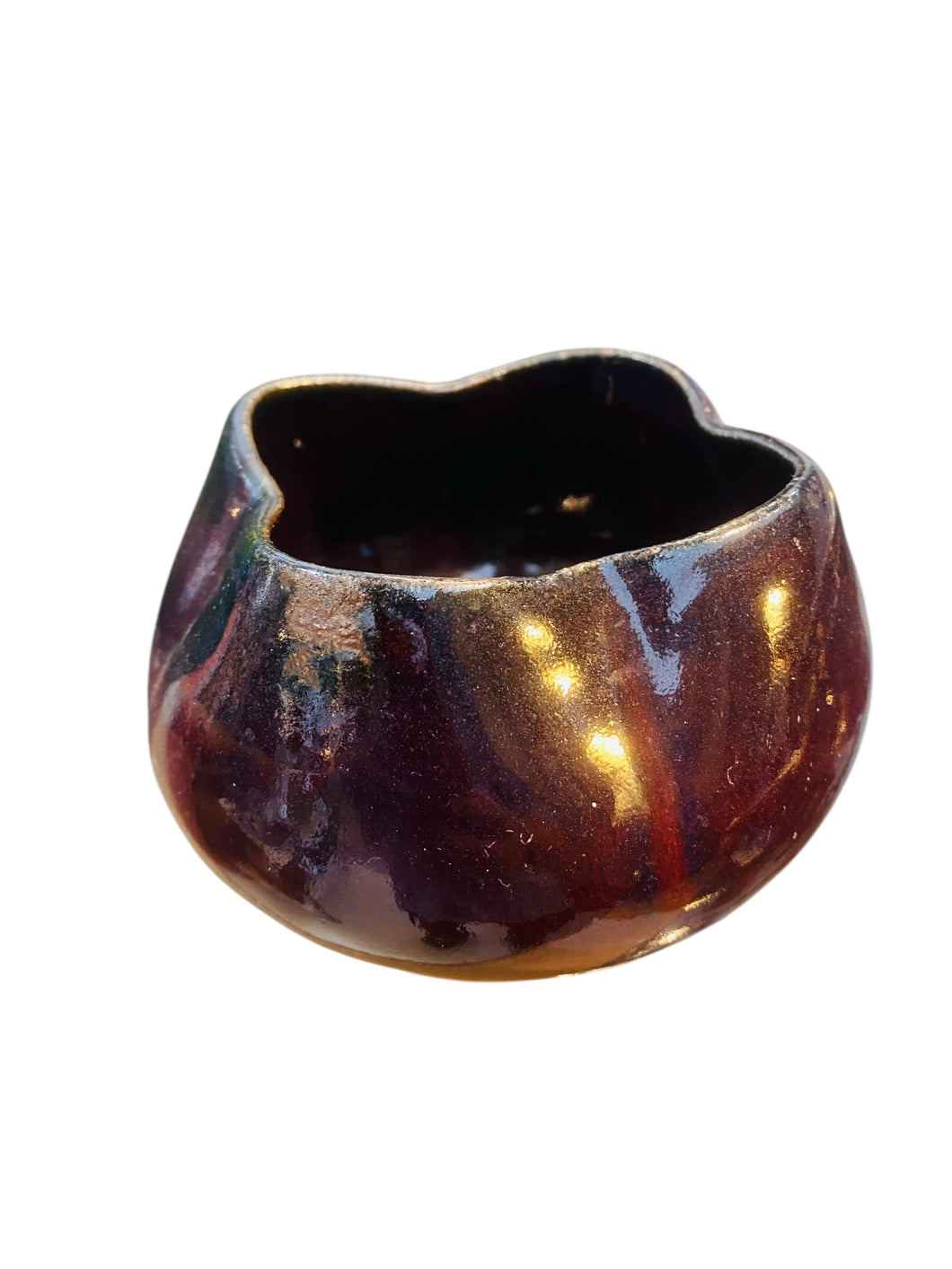 Scalloped Purple Pottery Bowl