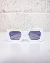 Load image into Gallery viewer, White Rectangular Sunnies with Gold Detail
