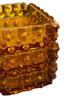 Load image into Gallery viewer, Set of Three Stackable Amber Hobnail Ashtrays
