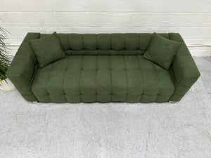 Olive Green Nubby Sofa