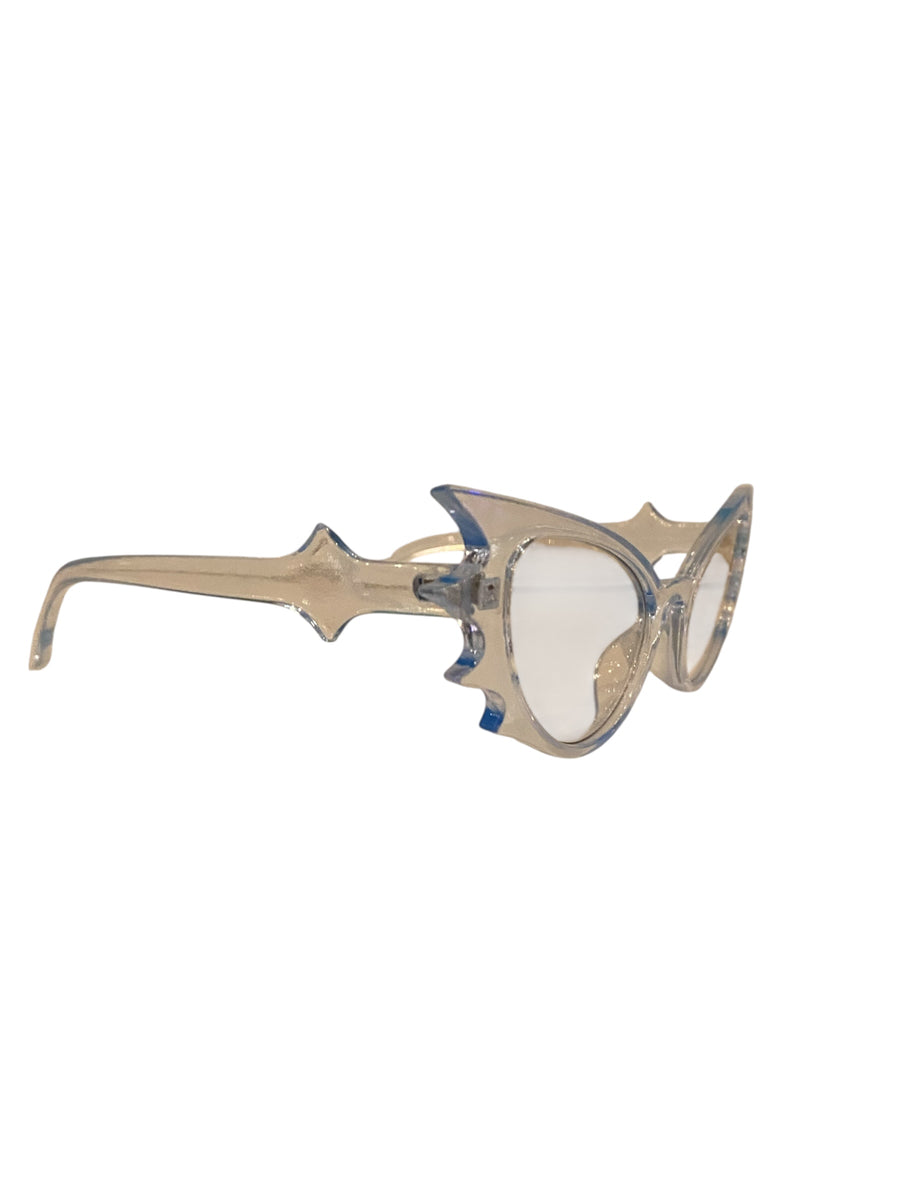 Transparent Periwinkle Blue Bat Girl Fashion Glasses – Sunbeam Vintage