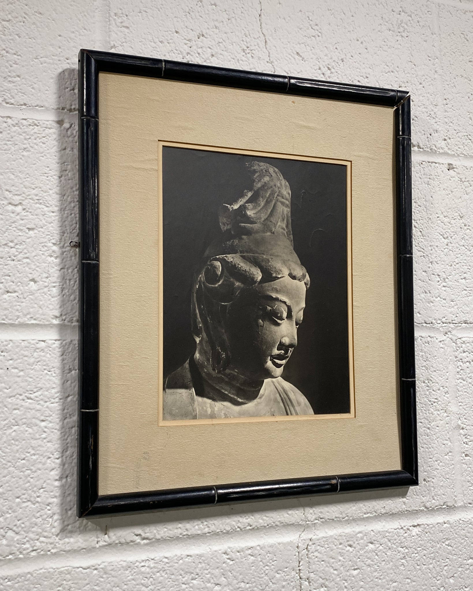 Vintage Framed Photo of Gigeiten Statue at Akishinodera Temple, Japan