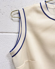 Load image into Gallery viewer, Vintage Cream Dress with Navy Blue Detail
