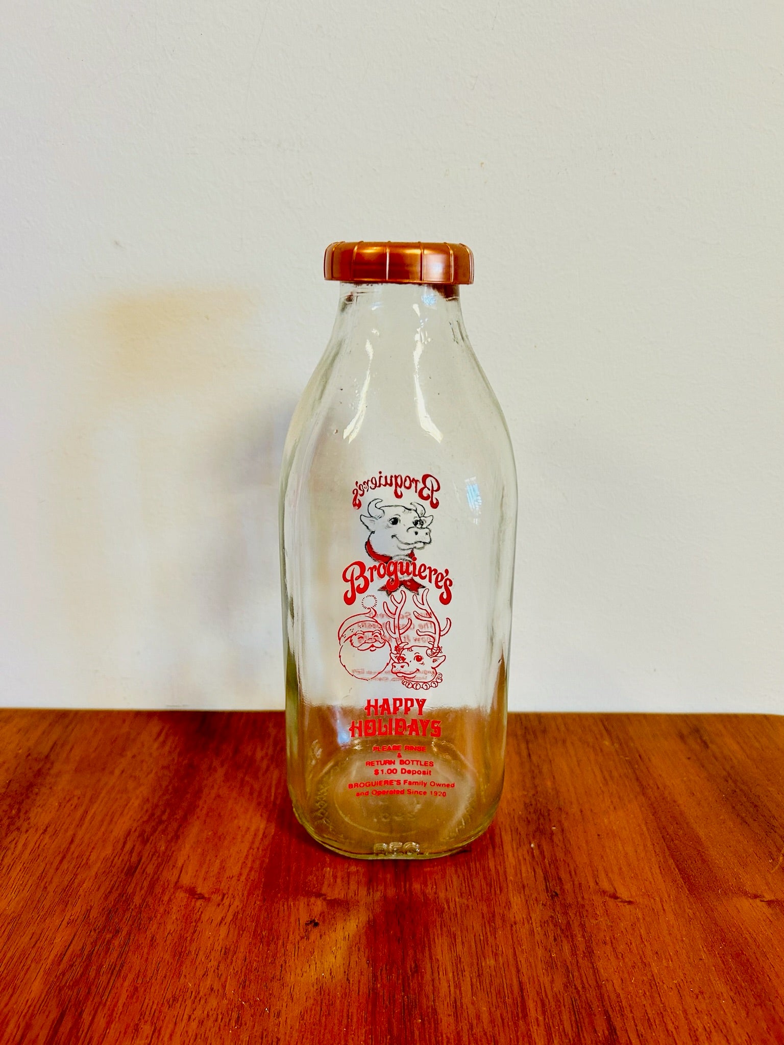 Broguiere's Glass Milk Bottle One Quart – Sunbeam Vintage