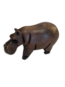 Small Hand carved Wooden Hippo
