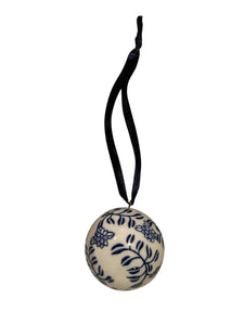 Blue and White Wisteria Christmas Ball Decoration