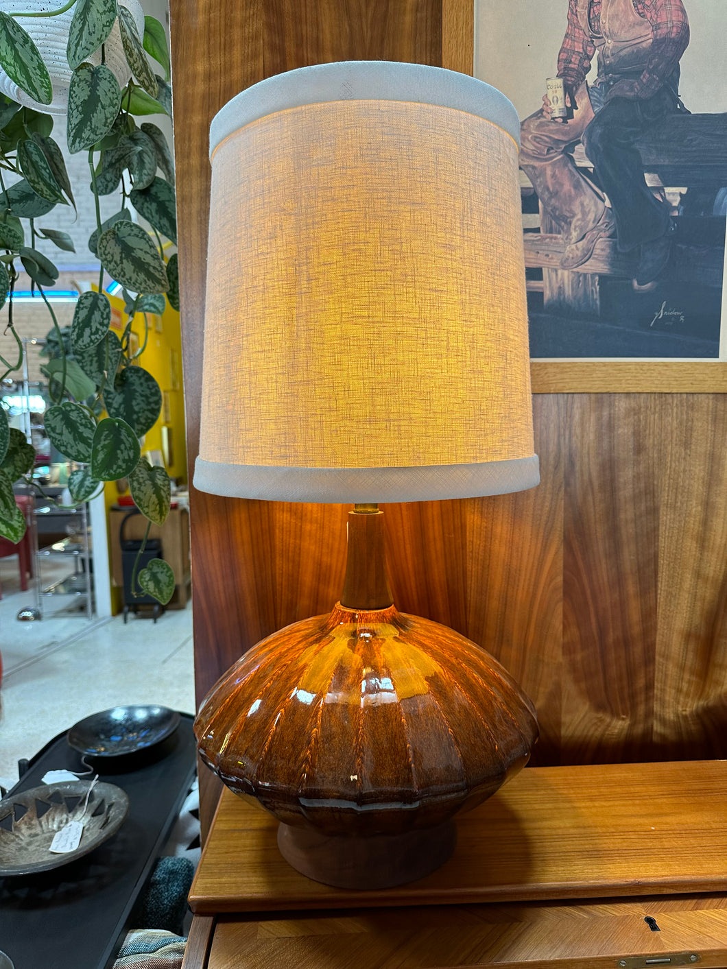 Orange Glazed Table Lamp