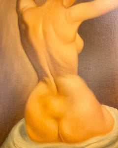 Vintage Oil Painting of a Nude Woman, J. Gaines 1964