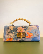 Load image into Gallery viewer, Rectangular Asian Floral Purse with Bamboo Handle
