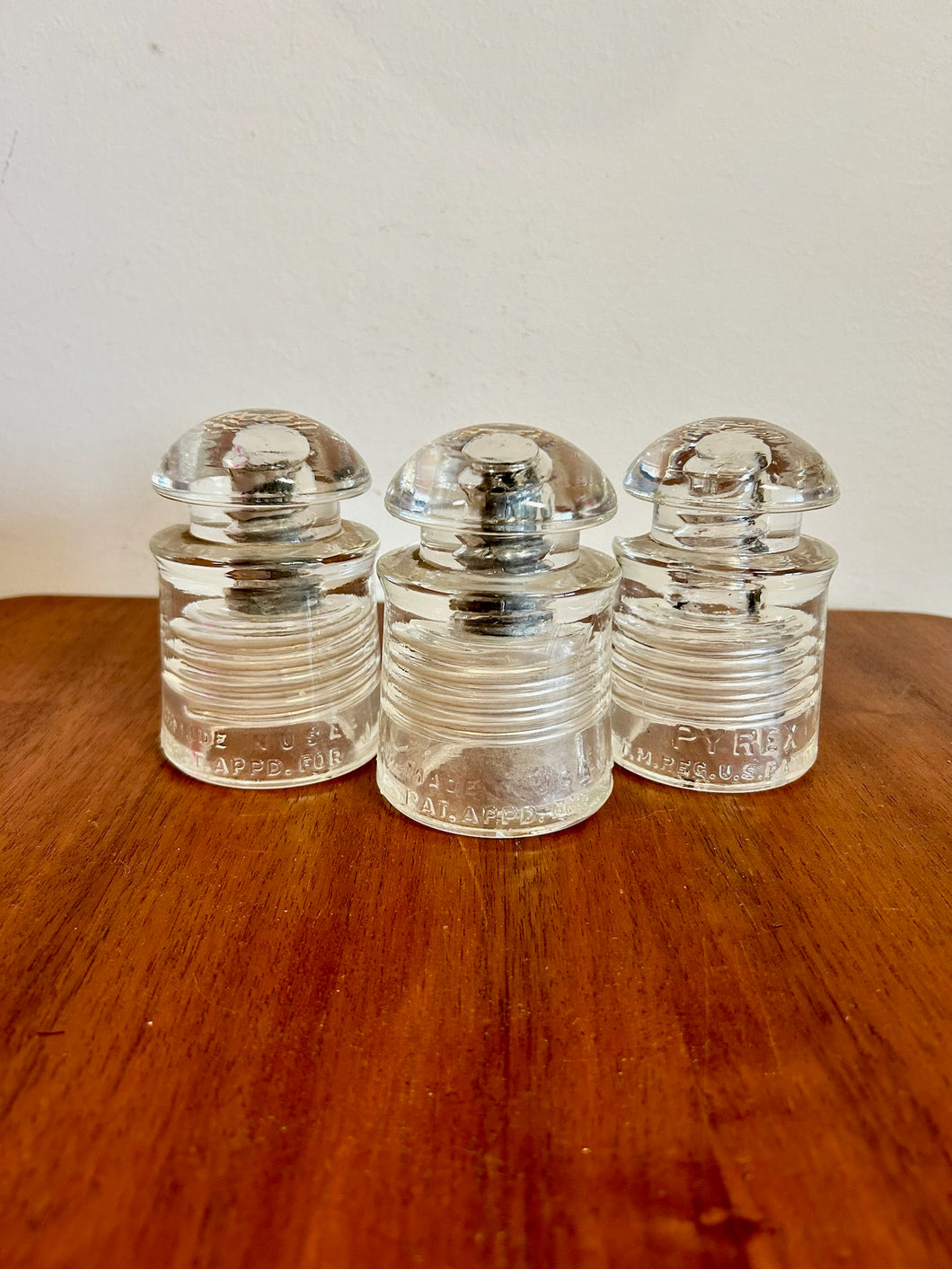 Vintage Pyrex Glass Insulator Set of 3