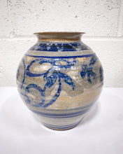 Load image into Gallery viewer, Blue and Grey Stoneware Bulbous Vase, Signed
