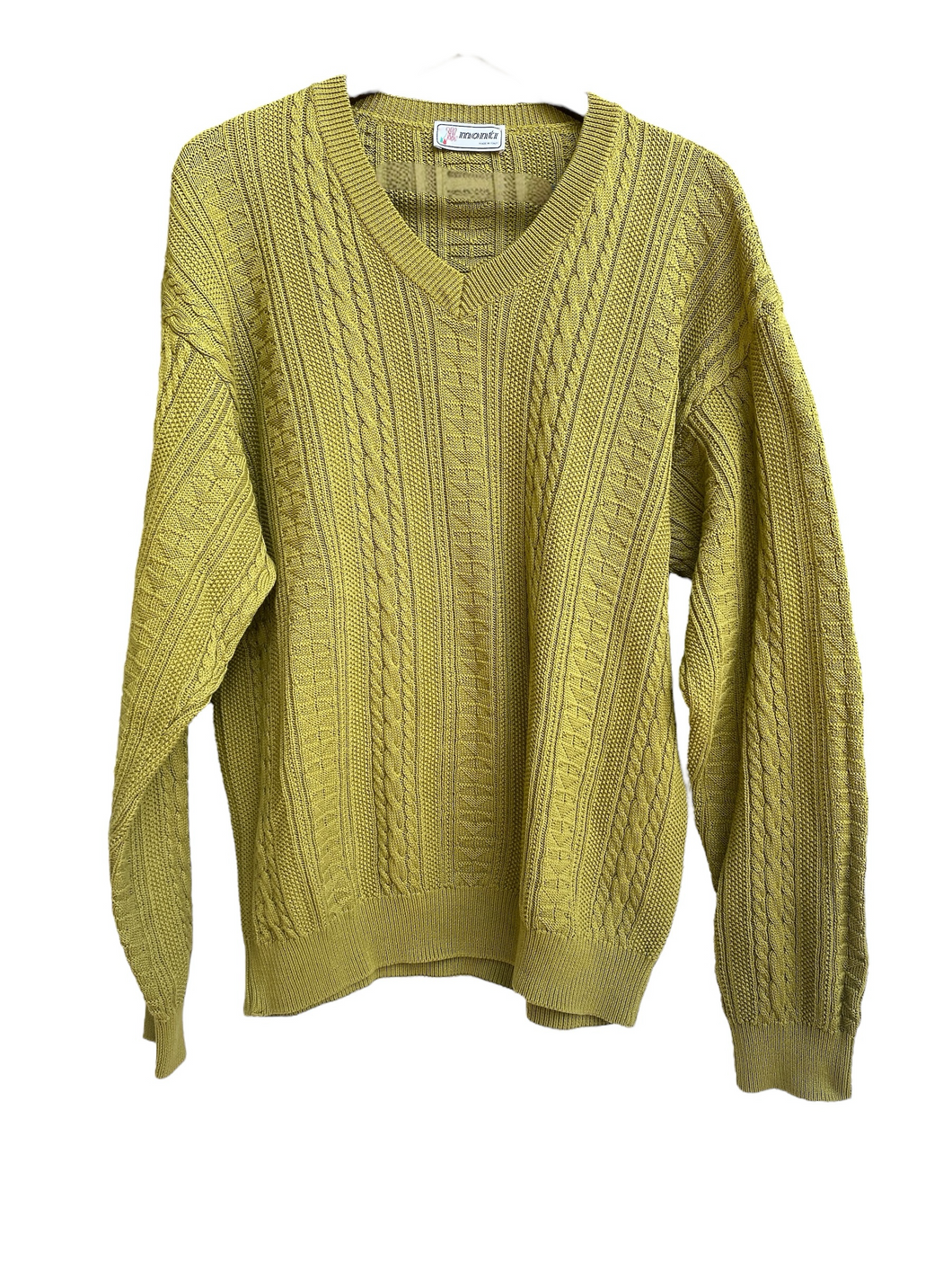 Avacado Green Cable Knit Monti Sweater Made in Italy