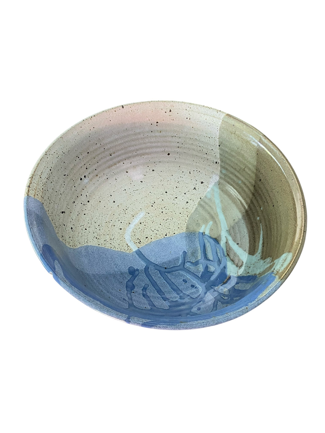 Large Dusty Periwinkle Blue with Iron Inclusions Bowl by D. Clarke