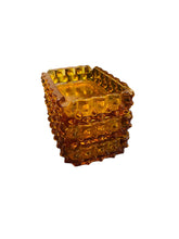 Load image into Gallery viewer, Set of Three Stackable Amber Hobnail Ashtrays
