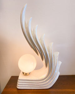 Art Deco Cascading Wings Irridescent Table Lamp