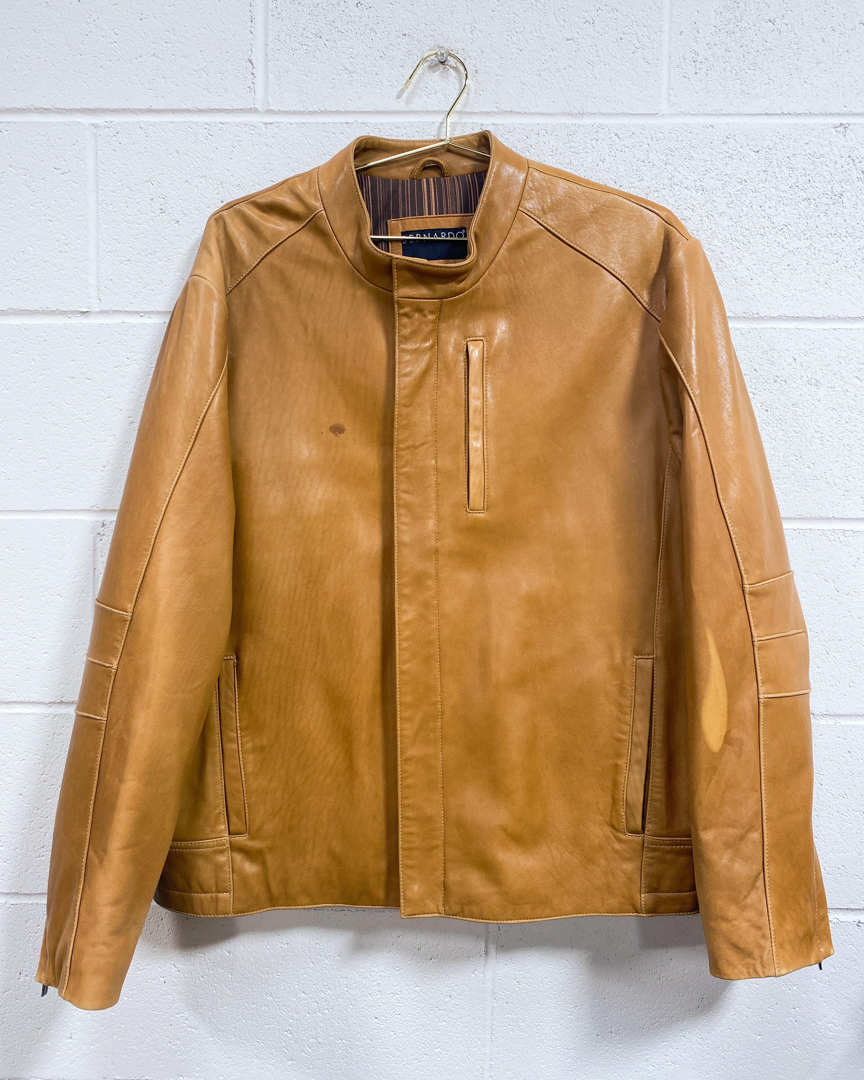 Bernardo Leather Jacket in Shintake size outlet M