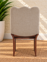 Load image into Gallery viewer, Ayala Walnut dining chair upholstered in Taupe Chenille with sculptural Brown Walnut wood frame
