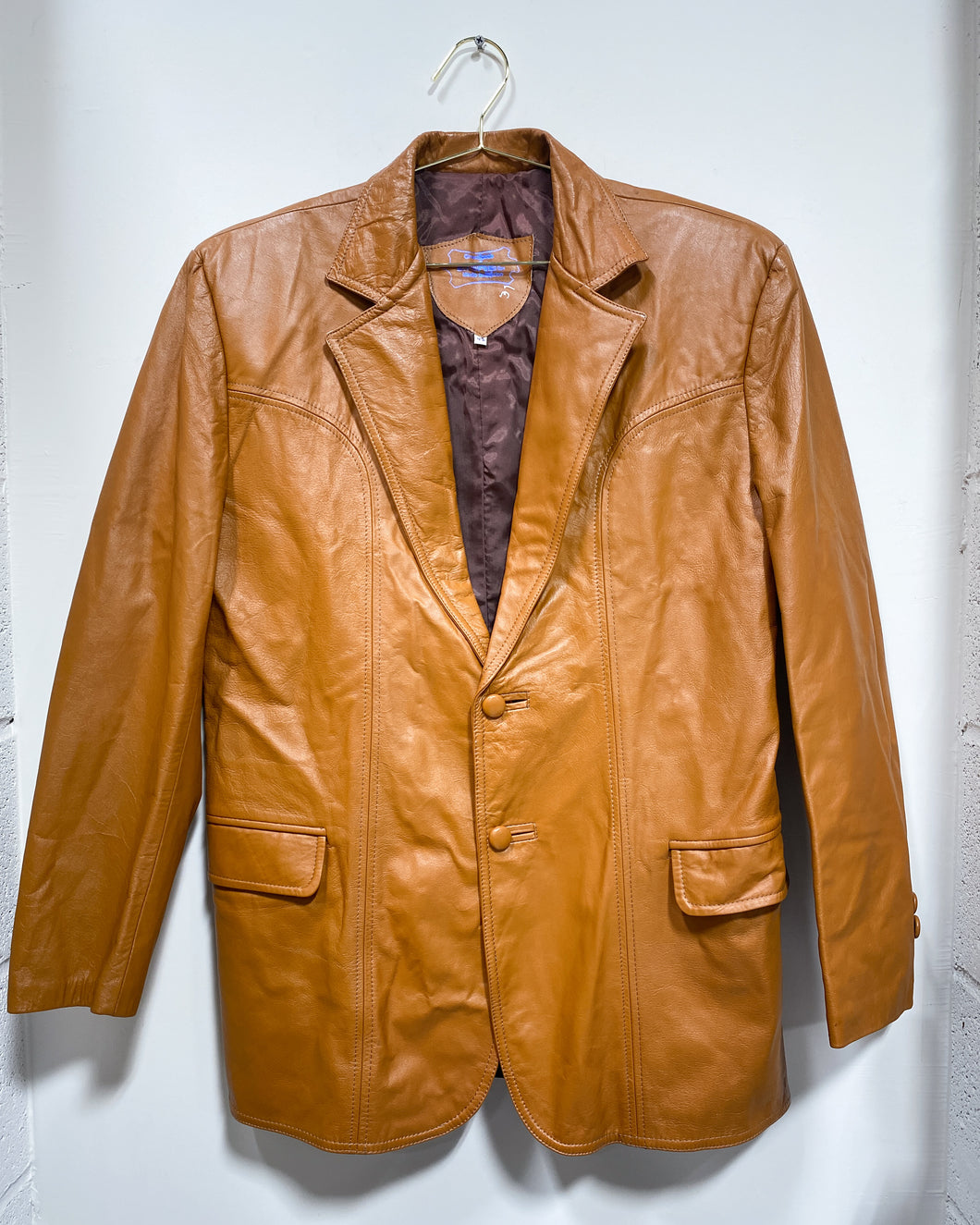 Vintage Caramel Leather Jacket (42)