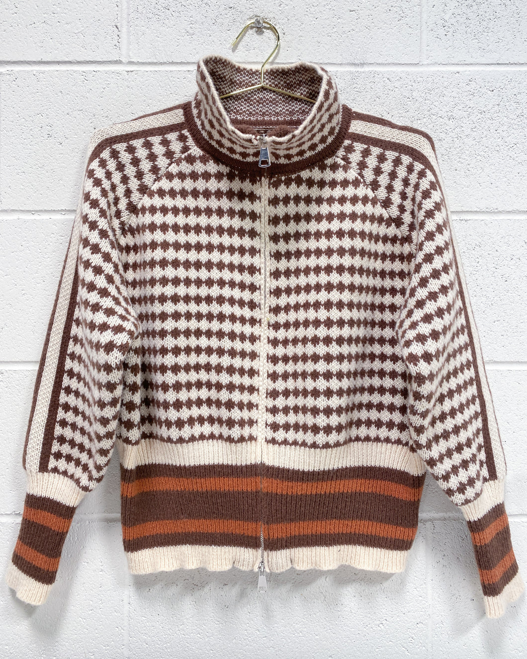 Comfy Zip Up Sweater in Browns (XL)