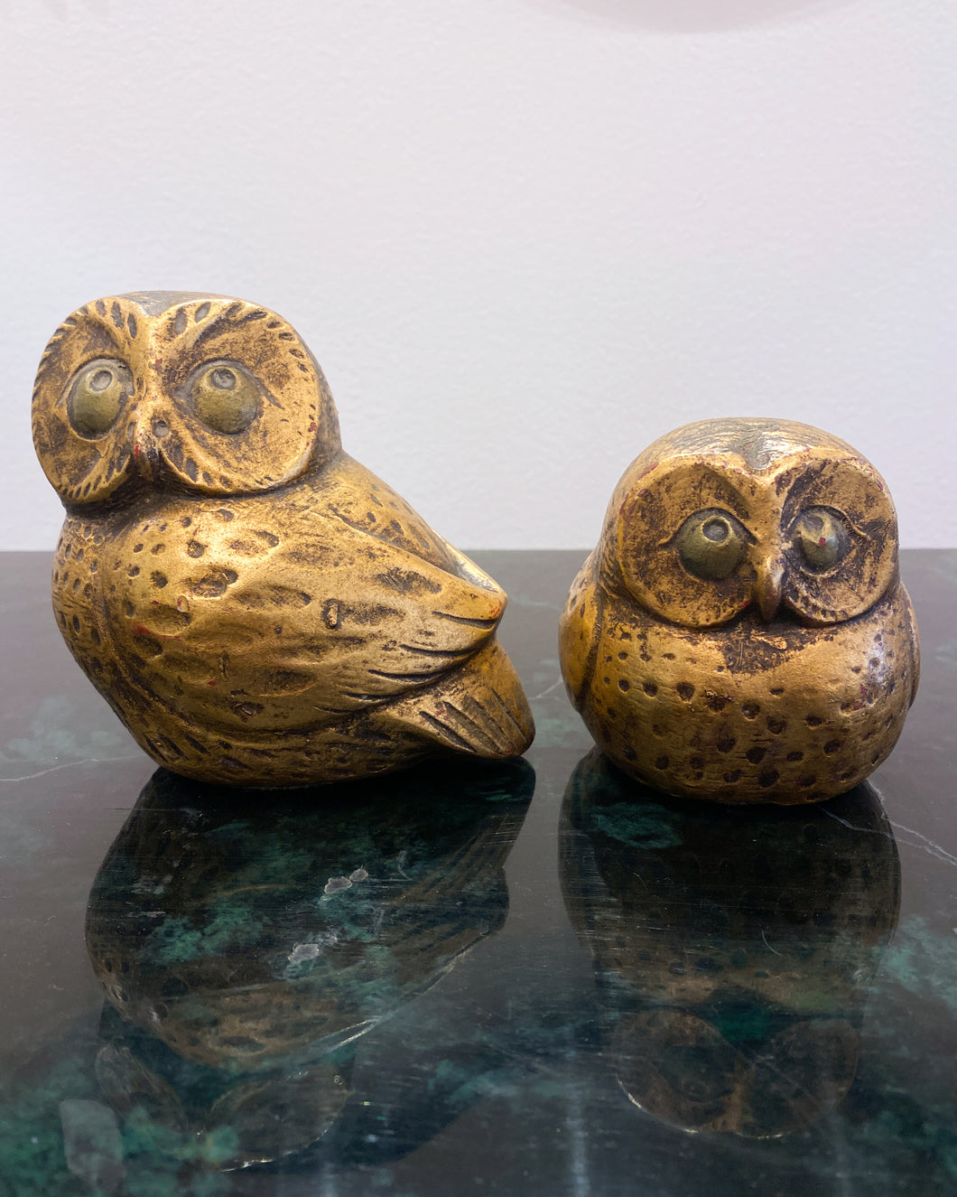 Vintage Pair of Gold Owls