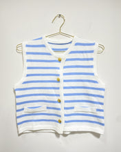 Load image into Gallery viewer, Blue and White Striped Knit Blouse
