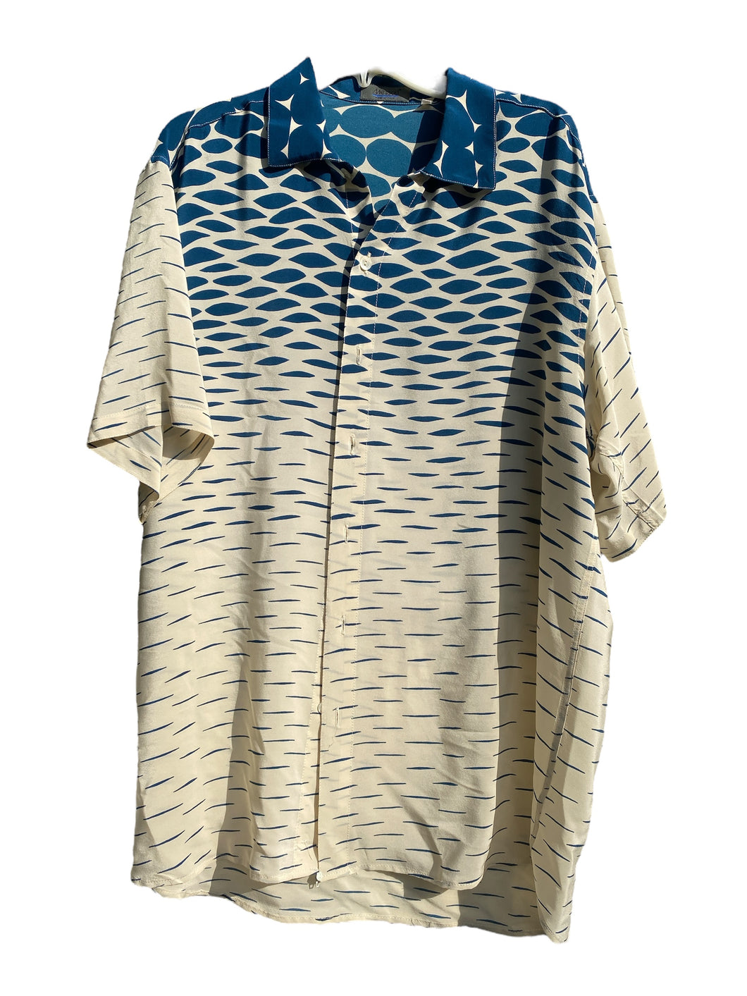 Messori Blue & White Ombre Pattern Silk Shirt