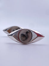 Load image into Gallery viewer, Chrome Eye Shaped Cufflinks with Acorns
