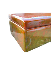 Load image into Gallery viewer, 1960s  Sunset Orange and Seafoam Green Italian Ceramic Trinket Box
