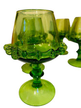 Load image into Gallery viewer, Set of Six Peridot Green Hand Blown Whiskey Glasses
