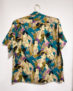 Button Up Shirt with Japanese Motif (M)