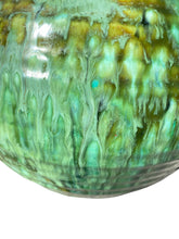 Load image into Gallery viewer, Mid Century Jade Green Emerald Moss Drip Glaze Pot
