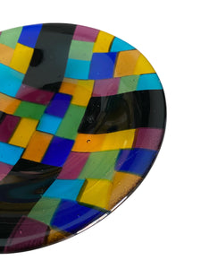 Colorful Fused Glass Catchall signed KK 196