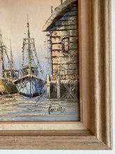 Load image into Gallery viewer, Harbor at Dusk Mid Century Oil Painting
