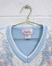 Load image into Gallery viewer, Vintage Baby Blue Sweater with Beaded Paisley Detail (M)
