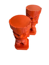 Load image into Gallery viewer, Pair of Orange Red Tiki Sculptures
