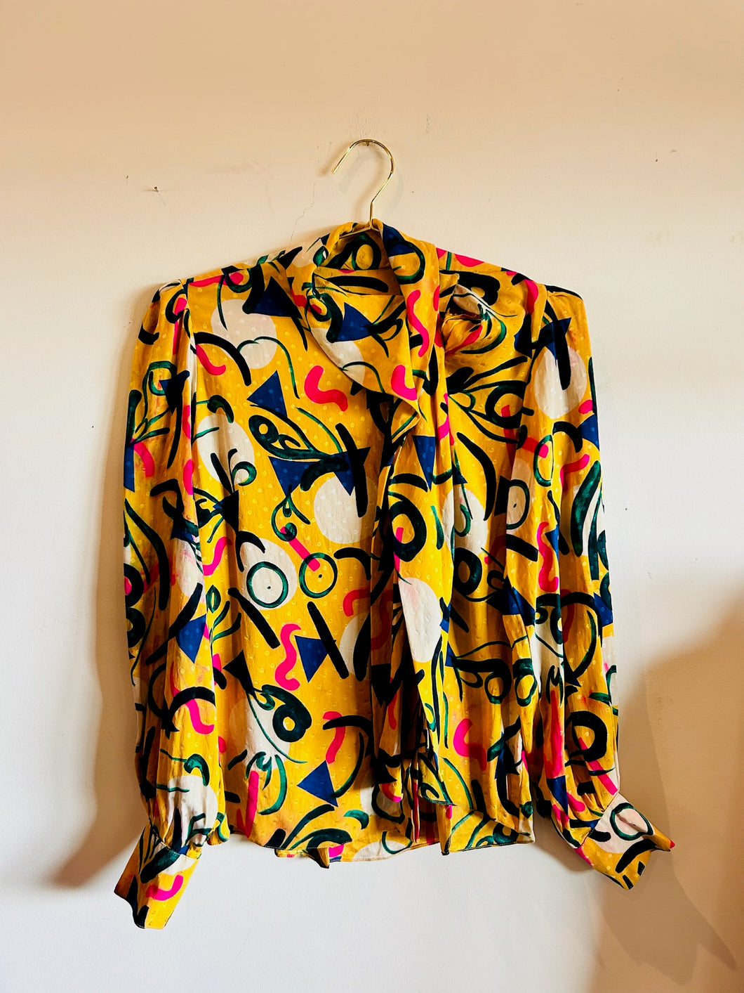 Retro Yellow Colorful Long Sleeve Blouse