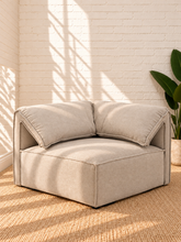 Load image into Gallery viewer, Image 3 of 5: Blaire 7-Piece Sectional Sofa in Cloud Gray with modular seating, tight back cushions, and low plastic legs
