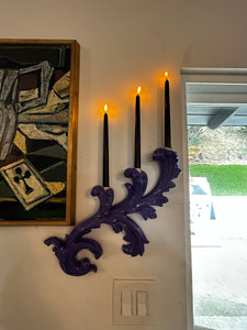 Hollywood Regency purple Wall Candle Holder Set