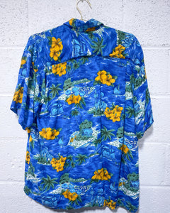 Blue Hawaiian Rayon Shirt (XL)