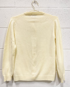 Vintage Cream Sweater with Pockets (M)