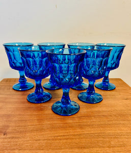 Vintage Noritake Perspective Blue Wine Glass set of 7