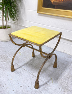 Vintage Metal Rope Ottoman-  Includes new fabric