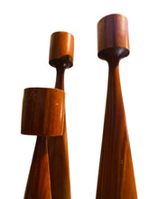 Load image into Gallery viewer, Set of Three Teak Modernist Candle Holders
