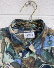Load image into Gallery viewer, Vintage Graphic Silk Button Up - As Found (S)
